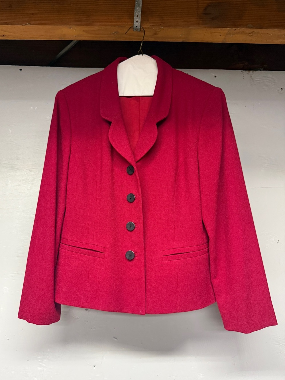 Albert Nipon Vibrant Red Tailored Button Jacket
